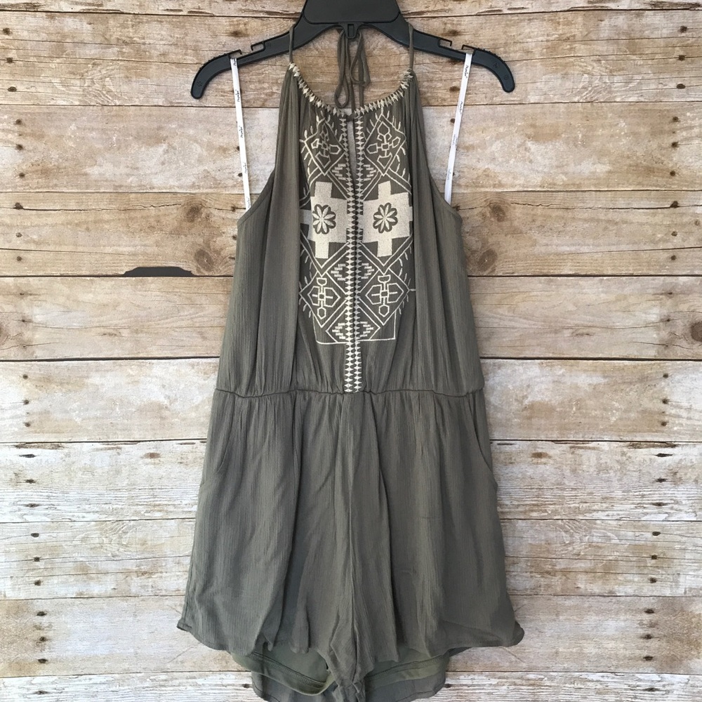 Green Aztec Halter Top Romper